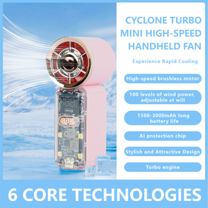 Nuevo Ventilador Turbo Mini Portátil 2026 con Luz, Recargable por USB, para Auto, de Alta Velocidad, Batería de Larga Duración de 1500mAh - Product Image 2