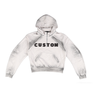 100% Cotton Custom Unisex Winter Vintage French Terry Oversized <b>Crop</b> Distressed Rhinestone 3D Embroidered <b>Zip</b> <b>Hoodie</b> - Product Image 1