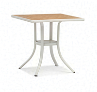 Table de repas carrée moderne d'extérieur, plateau en plastique imitation bois, imperméable, durable, pour patio, jardin, cuisine, cour, mobilier d'extérieur élégant