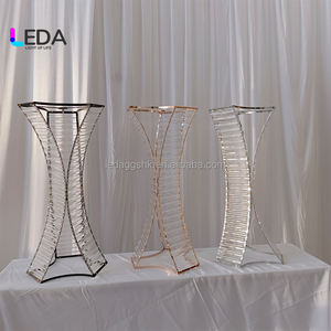 LEDA - Moderno y Elegante Soporte de Metal Dorado para Flores, Florero Transparente, Nuevos Centros de Mesa para Bodas, Decoración del Hogar, Artículos para Fiestas - Product Image 2