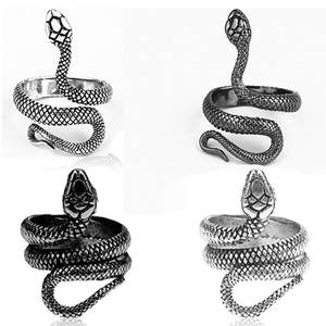 Bagues ajustables tendance SC avec animaux, bijoux pour femmes, style rétro, argent antique, chat porte-bonheur, dinosaure, serpent, grenouille, bagues pour femmes et hommes - Product Image 4