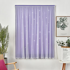 Sunny Textile Punch-free <span class=keywords><strong>tende</strong></span> Magic Sticky Blackout Curtain camera da letto Hollow Star Princess Style tenda trasparente a doppio strato - Product Image 4