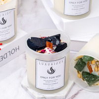 Bougie de luxe en cire de soja parfumée aux fleurs de cristal de haute qualité, à marque privée, vente chaude pour la Saint-Valentin, avec mèche en bois