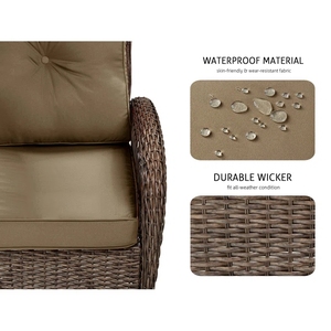 Juego de Muebles de Mimbre Dwoo Moderno de <span class=keywords><strong>3</strong></span> Piezas para Exterior con Sillas Mecedoras Giratorias para Terraza o Patio tipo Bistró - Product Image 5
