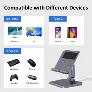 Support de tablette en alliage d'aluminium flexible à <span class=keywords><strong>prix</strong></span> compétitif avec hub <span class=keywords><strong>7</strong></span> en 1, 2 ports USB pour audio, TF/SD, PD 100W - Product Image 4