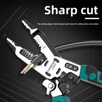 Ensemble d'outils d'électricien 10-en-1 en acier à haute teneur en carbone, multifonctionnel, comprenant des coupe-fils, des pinces à bec effilé, des cisailles et des outils de dénudage de fils