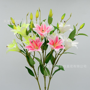 Flores Artificiales de Lirio Dongchen Crafts, 6 Cabezas, Arreglo en Jarrón de Seda, Rosa Blanco, para Decoración del Hogar y Bodas - Product Image 4