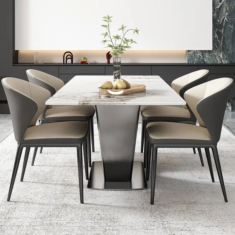 Tavolo da pranzo rettangolare High-end Design moderno leggero in ardesia sedie set di alta qualità di lusso italiano di alta qualità