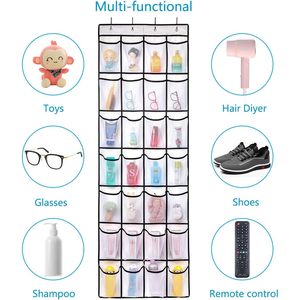 Organisateur de chaussures à suspendre derrière la porte, 28 poches, support mural en maille blanche pour rangement de chaussures - Product Image 5
