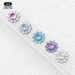 Clous d'oreilles en titane F136 avec zircon serti à griffes, bijoux de piercing unisexe - Product Image 3