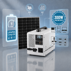 Sistema Solar Doméstico de 300W 1000Wh LiFePO4 con UPS Solar, Estación de Energía Portátil para Respaldo Fuera de la Red, Onda Sinusoidal Pura - Product Image 2