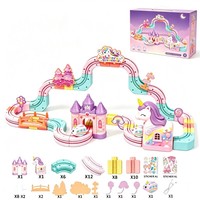 Mainan Mobil Balap 3D Magic Flexible Race Track Unicorn Model Baru 2026, Set Blok Rel Kereta Listrik Kreatif untuk Perakitan, dengan Slot Kubus