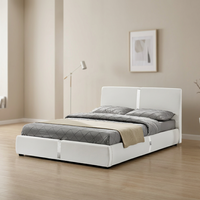 Lit plateforme moderne et simple en cuir Willsoon, taille double, avec cadre en bois massif pour mobilier de maison, fabriqué en Chine par une usine de lits.