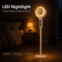 Ventilateur sur pied rechargeable en plastique 2026 avec télécommande, veilleuse LED, 12000 mAh, Type C, oscillant, pour l'été, la maison et l'extérieur