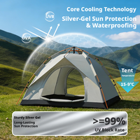 Tente de camping extérieure à installation rapide, sans assemblage nécessaire, pour 3-4 personnes, design pliable portable, protection contre le soleil et la pluie