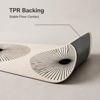 Moderner Geometrischer Radialmuster-Teppich mit TPR-Rückseite, Saugfähiger Fleckresistenter Pflegeleichter Teppich