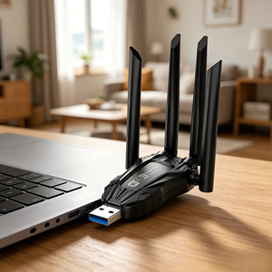 Carte réseau sans fil USB WiFi5 650 Mbps avec 4 antennes à gain élevé, adaptateur <span class=keywords><strong>WiFi</strong></span> double bande Plug & Play pour PC portable - Product Image 5