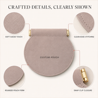 Pochette ronde en microfibre suédée personnalisée avec fermeture magnétique, sac de rangement pour boucles d'oreilles, organiseur de voyage, sacs de maquillage cosmétiques