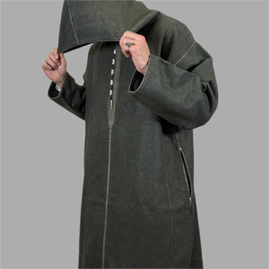 جلابة رجالية فاخرة مخصصة من الصوف، دافئة وأنيقة بغطاء للرأس، جبة مغربية إسلامية سميكة مع سحاب مخفي للشتاء - Product Image 1