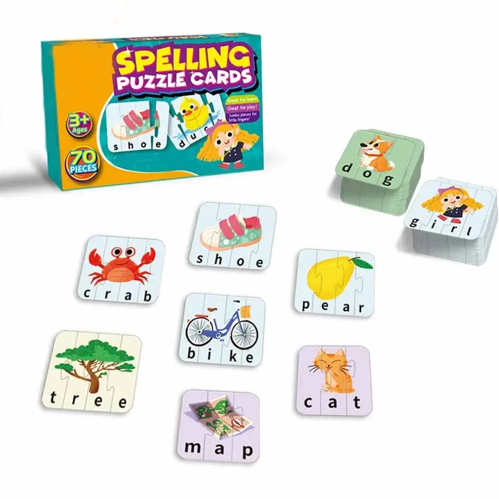 Customized Paper Master Words Spelling Matching Puzzles with Matching Images Spelling Jigsaw Puzzles Game for Preschool Learning