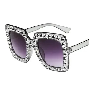 Retro Party Hot Secabinet Assembly Oversized Square Trendylightond Bling Crystal Price Fashion Women Sunglasses 2023 PC Adult
