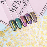 Hot 3D auto-adhésif Nail Art autocollants or noir feuille fleurs russe anglais lettres 3D russe anglais ongles décalcomanies en plastique