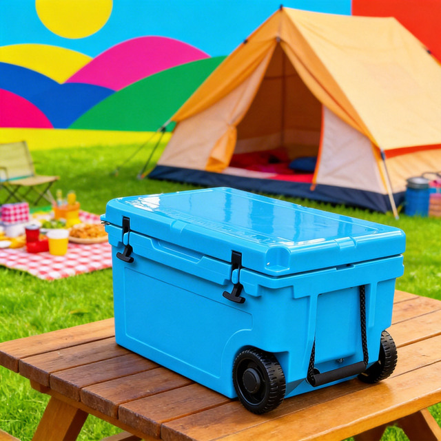 Custom Modern 55 Quart Compressor Thermal Insulated PE Cooler Hard Shell Ice Packs Casters Camping Fishing Basket Chair 7-Day