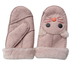 Hermoso diseño súper suave cálido de <span class=keywords><strong>piel</strong></span> de oveja guantes niños guantes de invierno - Product Image 5