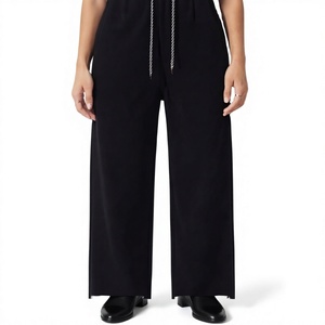 JAC22 D1150 Women's Casual High-waisted Elastic Waist Loose Wide-leg <b>Chiffon</b> Pants with Quick Dry for Running Fitness Workouts - Product Image 1