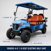 Voiturette de golf électrique 6 places (4+2) pour hôtels, complexes et terrains de golf – Personnalisation couleur et logo, 35 km/h, éclairage routier – Vente en gros