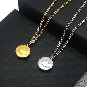 สร้อยคอสแตนเลสทรงกลมจี้หน้ายิ้ม 10 มม. โซ่ยาวสำหรับผู้ชายสไตล์ฮิปฮอปของขวัญอุปกรณ์เสริม - Product Image 3