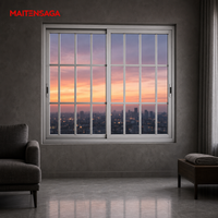 Fenêtre coulissante horizontale à deux panneaux en verre avec grille, options de couleur pour salon, chambre, villa