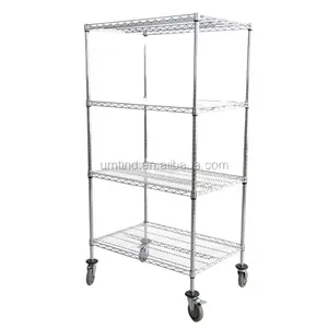 Light duty wire shelf chrome with castors display shelving for hospital laundry office