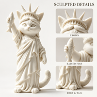 Statue de chat 3D imprimée en gros, figurine tenant un poisson, décoration de bureau originale, objet de collection, cadeau