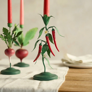 Portavelas de Hierro con Diseño de Chiles Verdes, Decoración para el Hogar, Metal Resistente, Diseño de Planta - Product Image 4
