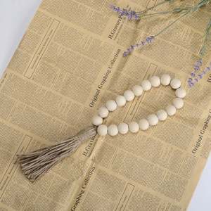 Cuerda de cuentas de madera Vintage de 25mm con adorno colgante de borla Ins Estilo nórdico cuerda de cuentas de madera cuerda de cáñamo decoración de borlas - Product Image 1