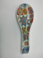 Cuillère à motifs rétro en céramique à motifs de fruits et de fleurs avec texture