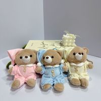 Porte-clés en peluche ours pyjama personnalisé OEM en gros, adorable ours en peluche vêtu de pyjama, breloque de sac, cadeau promotionnel Kawaii