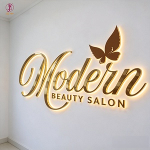 Letrero Metálico Retroiluminado con Logotipo Empresarial 3D Personalizado, Letras Doradas Cortadas con Láser, para Interiores y Exteriores, Ideal para Salones de Belleza y Uñas - Product Image 3