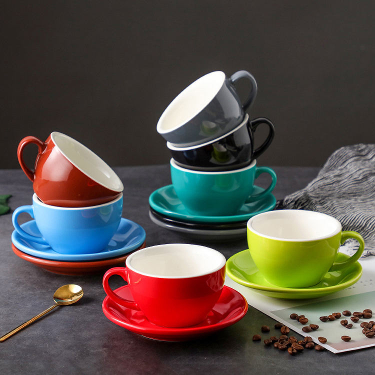 Lot De 4 Tasses à Cappuccino Avec Soucoupes En Céramique