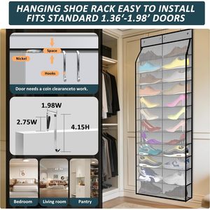 Organizador de Zapatos para Puerta con Capacidad para 24 Pares, Almacenamiento Colgante de Doble Cara para Zapatillas, Botas, Uso Familiar y Infantil - Product Image 4