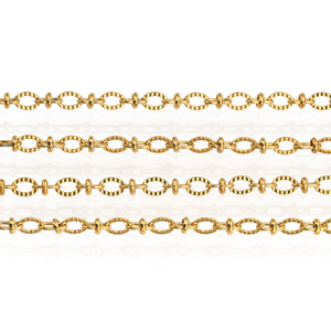 Oval Station Chain | 18K PVD Gold Stainless Steel Beaded Cross <b>O</b> Link Chain for DIY Necklace Bracelet Making - Product Image 2