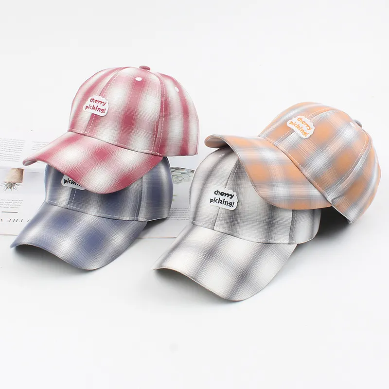 Custom plaid letter embroidery baseball cap plaid baseball cap
