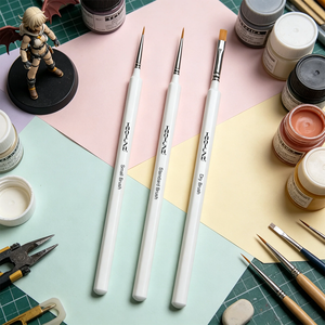 Pinceaux miniatures à manches en bois et poils synthétiques pour travaux de précision en acrylique – Kit de pinceaux secs pour modélisme – Vente chaude aux États-Unis - Product Image 4