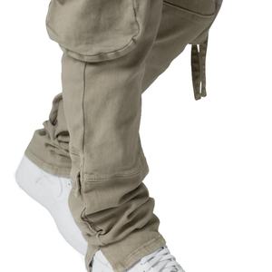 Jean cargo marron multi-poches pour homme, coupe droite, style empilé, en denim - Product Image 6