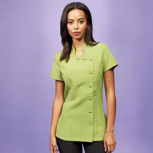 Uniforme de chef XS-4XL multicolorido por atacado leve com fenda nas costas plissada e bainha com orifícios para movimento flexível enquanto