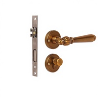 Poignée de porte intérieure en bois à serrure magnétique silencieuse de style français, à clé, pour chambre à coucher