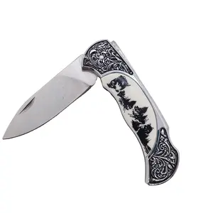 2024 China factory resin titanium coating folding small gift knife tactical hunting camping defense pocket knives