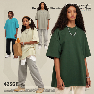 <span class=keywords><strong>T</strong></span>-Shirt da uomo all'ingrosso 425G in cotone 100% di alta qualità da uomo in bianco <span class=keywords><strong>T</strong></span>-Shirt oversize con stampa di magliette personalizzate - Product Image 4