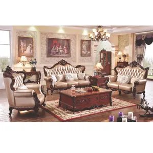 European Italian style luxury sofas antique leather couch living room sofa set furniture